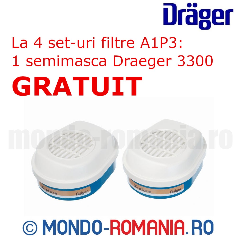 4 set-uri Filtre Drager A1P3 + Gratuit 1 semimasca Drager 3300